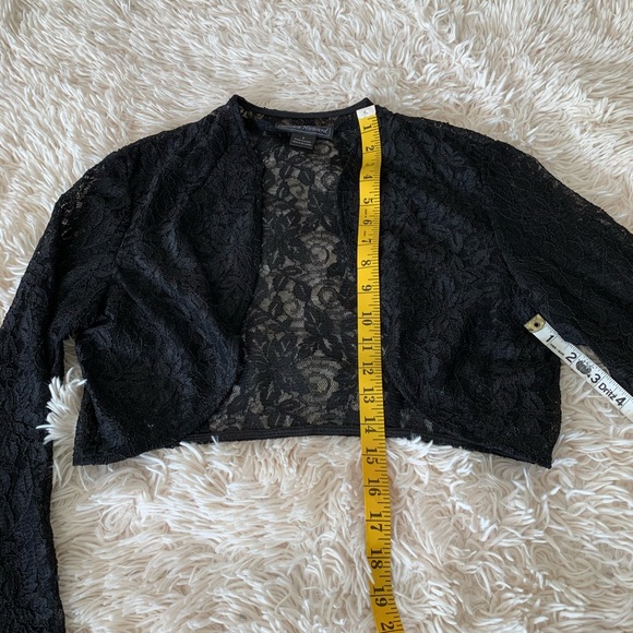 -Jessica Howard black 2 pc  sleeves dress & long sleeveless cover up lace size 8 - Picture 13 of 16